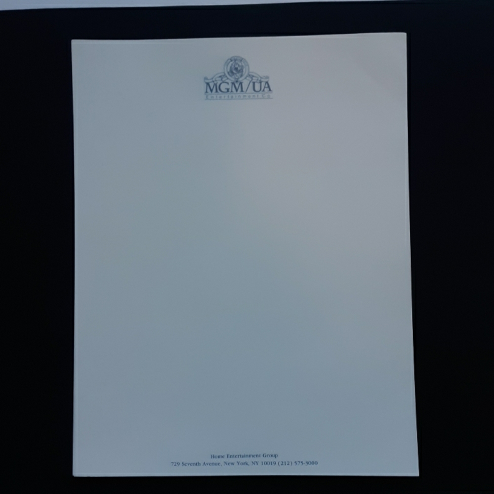 Vtg MGM/ United Artists Letterhead
